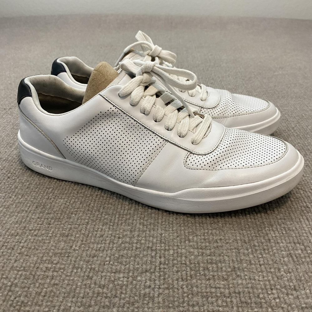 Cole Haan Grand Shoes Mens Size 11 White Leather Casual Comfort Sneakers C33987